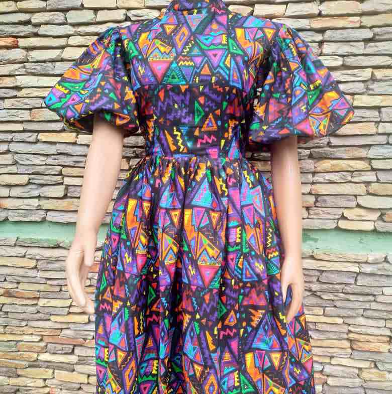 Patterned Fitted Long Gown