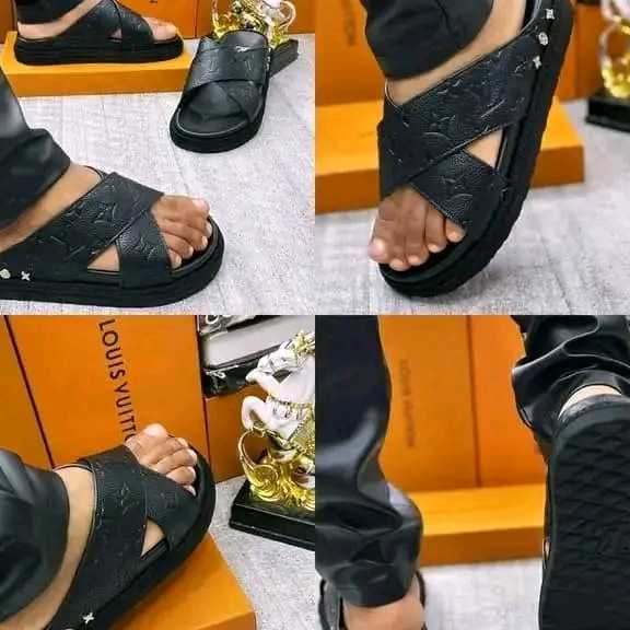 men's quality leather slide 
