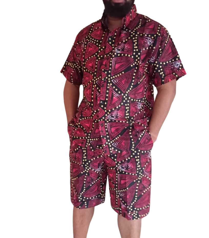 Mens 2pcs Ankara short style 