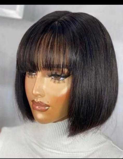 human hair fringe bob