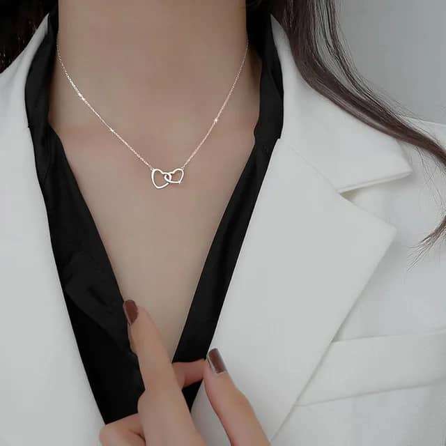 Double Heart Pendant Necklace