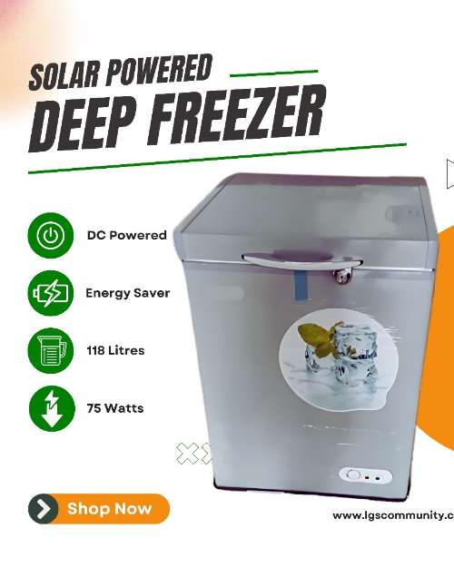 SOLAR DEEP FREEZER (118 liters, 75watt).