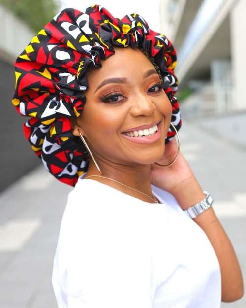 African Print Red Ankara Hair Bonnet