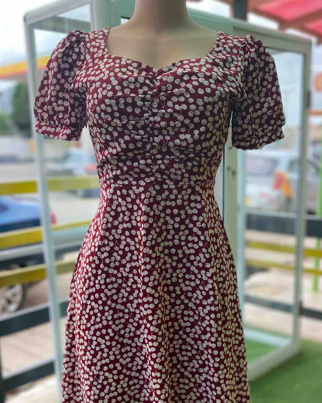 Puff Sleeve Chiffon Dress