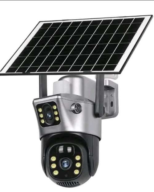 Double lens solar CCTV camera 