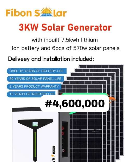 Fibon 3Kw solar generator 