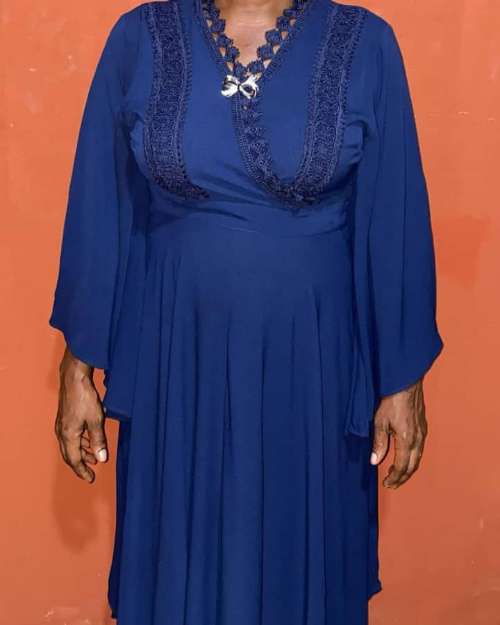 Elegant Navy blue flared dress