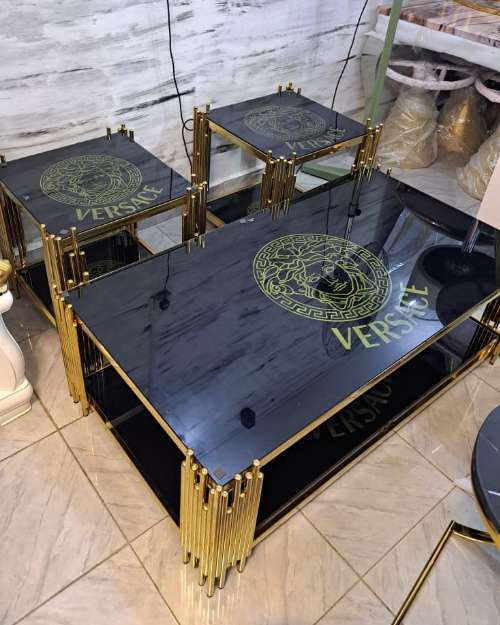 Vassace Glass Top Center Table with Stools