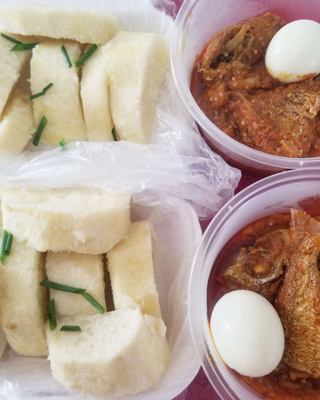 Boiled Yam with Garden Eggs Stew