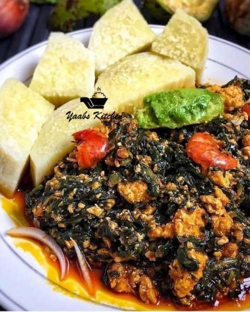 Boiled Yam with Palaver Sauce