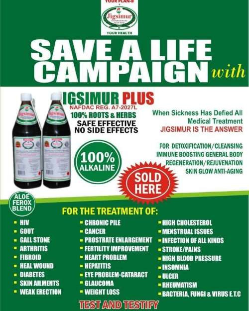 SAVE A LIFE TODAY WITH JIGSIMUR HERBAL