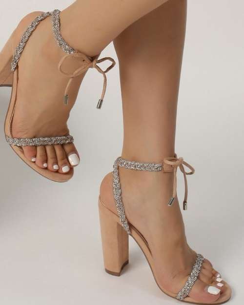 Rhinestone Chunky Heel