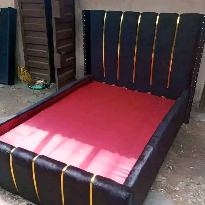 Black Bedframe with Gold Accents