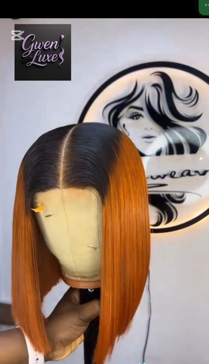 Chestnut Bone Straight Hair with Dark Root.