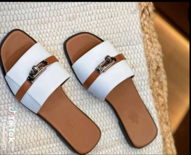 Handmade White and Brown Slides
