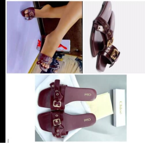 Chloe Luxury burgundy Slippers