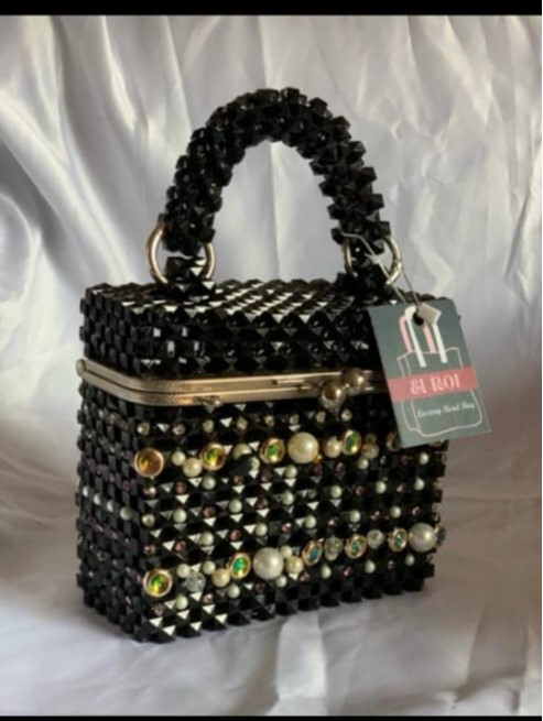 Beaded Black Hand Bag