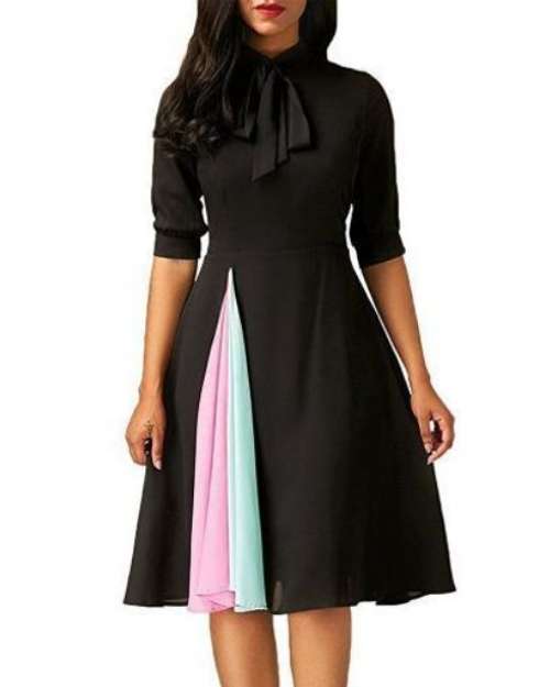 Casual Black Office Dress