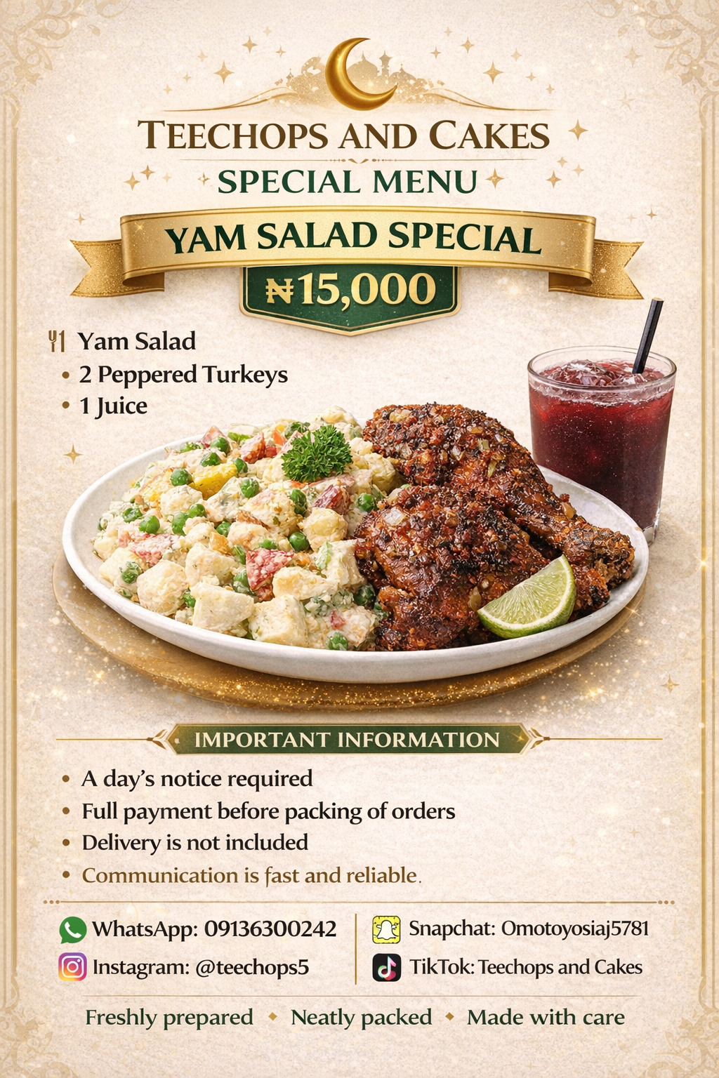 Yam Salad with Sausages and Turkey