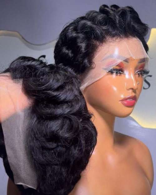 short pixie cut hair13*4 closure