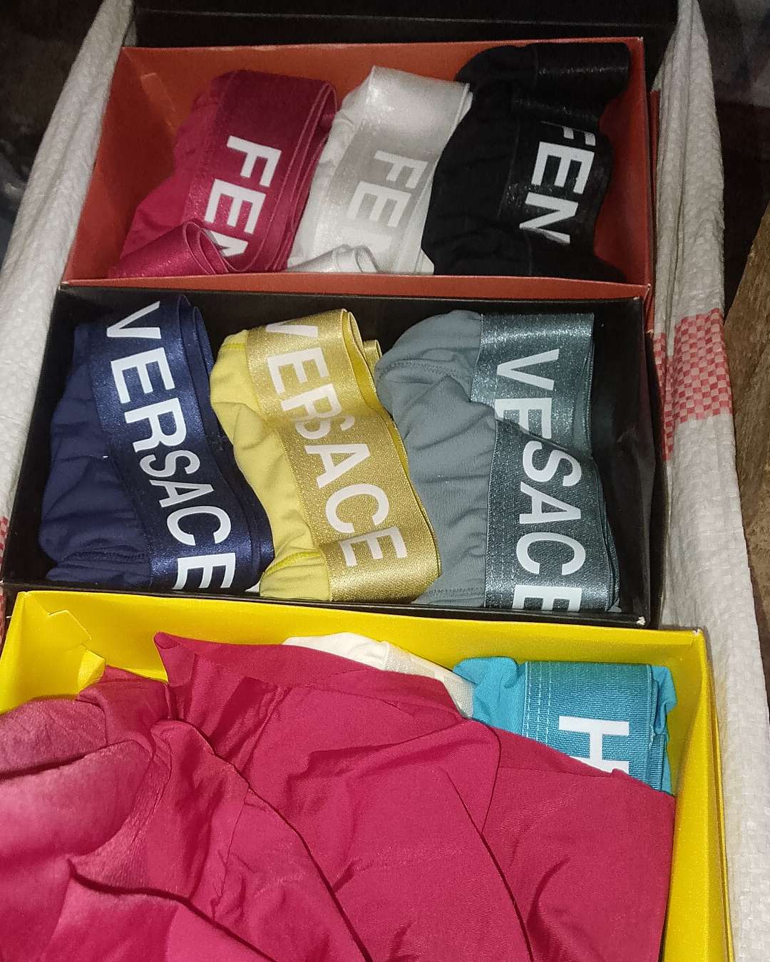 condoms boxer, banana boxer, singlet etc