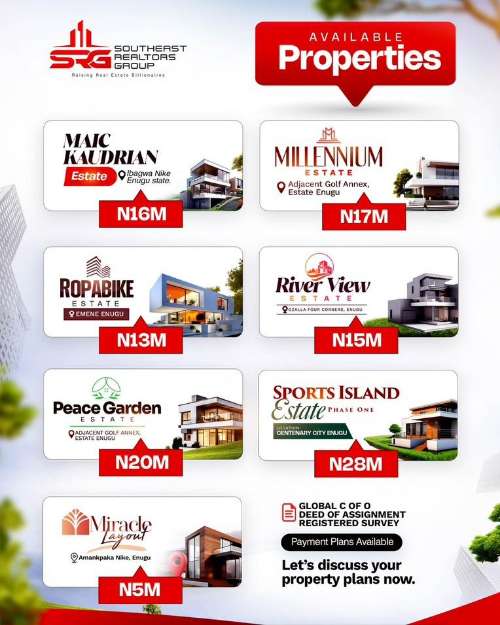 Available Land Investments in Enugu