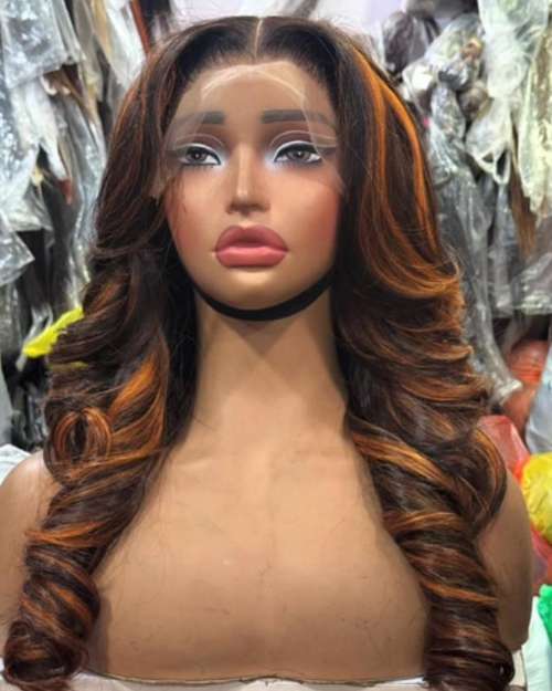18" Layered Bounce Human Hair Wig in Piano Orange