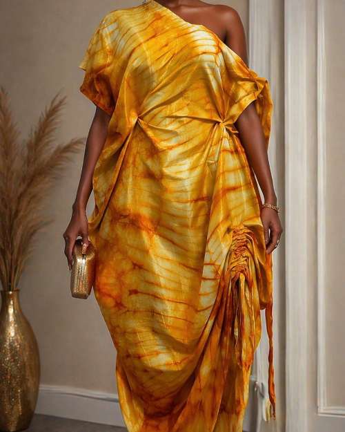 Adire Print Maxi Dress