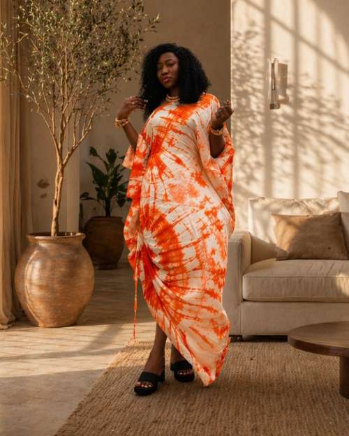 Adire Print Maxi Dress