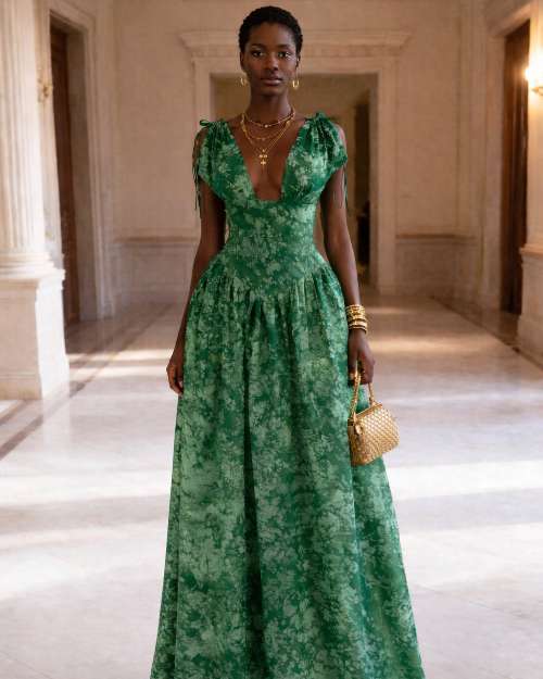 Adire Print Maxi Dress