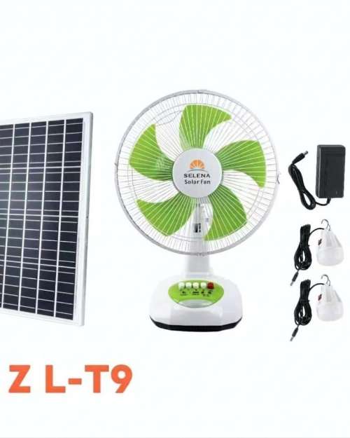 Solar Desk Fan with Dual Lights