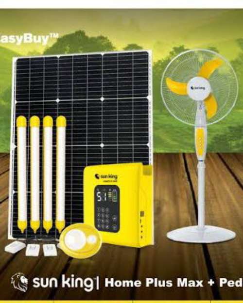 Solar Pedestal Fan with Charging Port