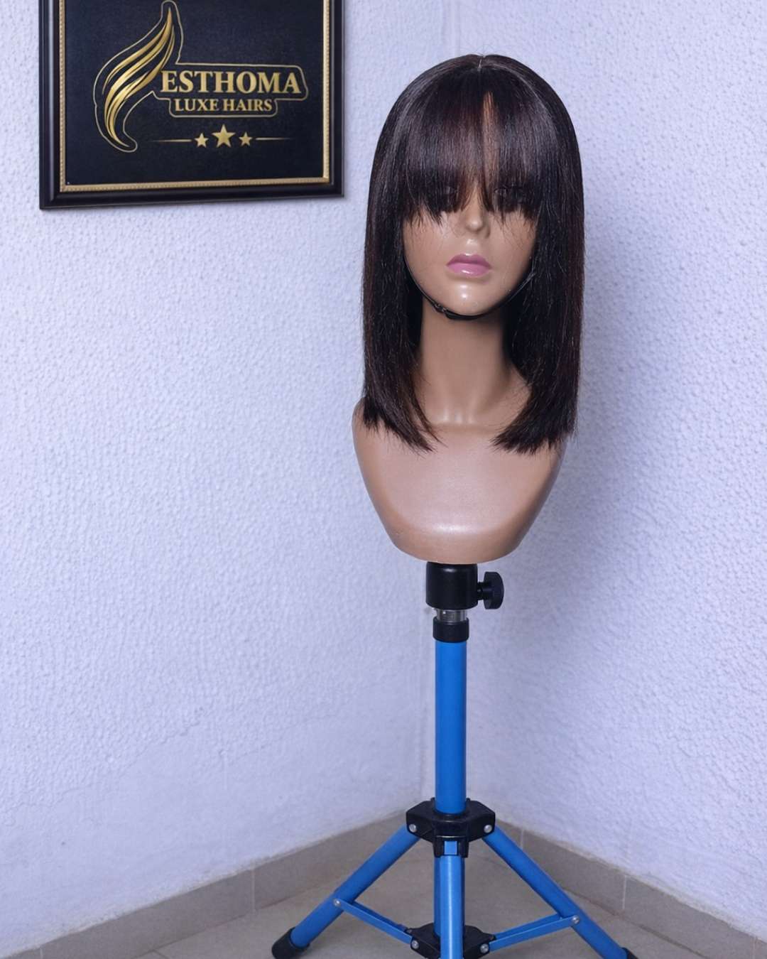 12 inches closure fringe bob wig 