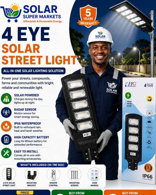 4-Eye Solar Street Light with Sensor and Lithium Battery