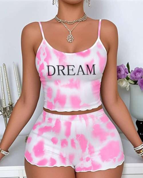 Women’s Tie Dye Crop Top & Shorts Set