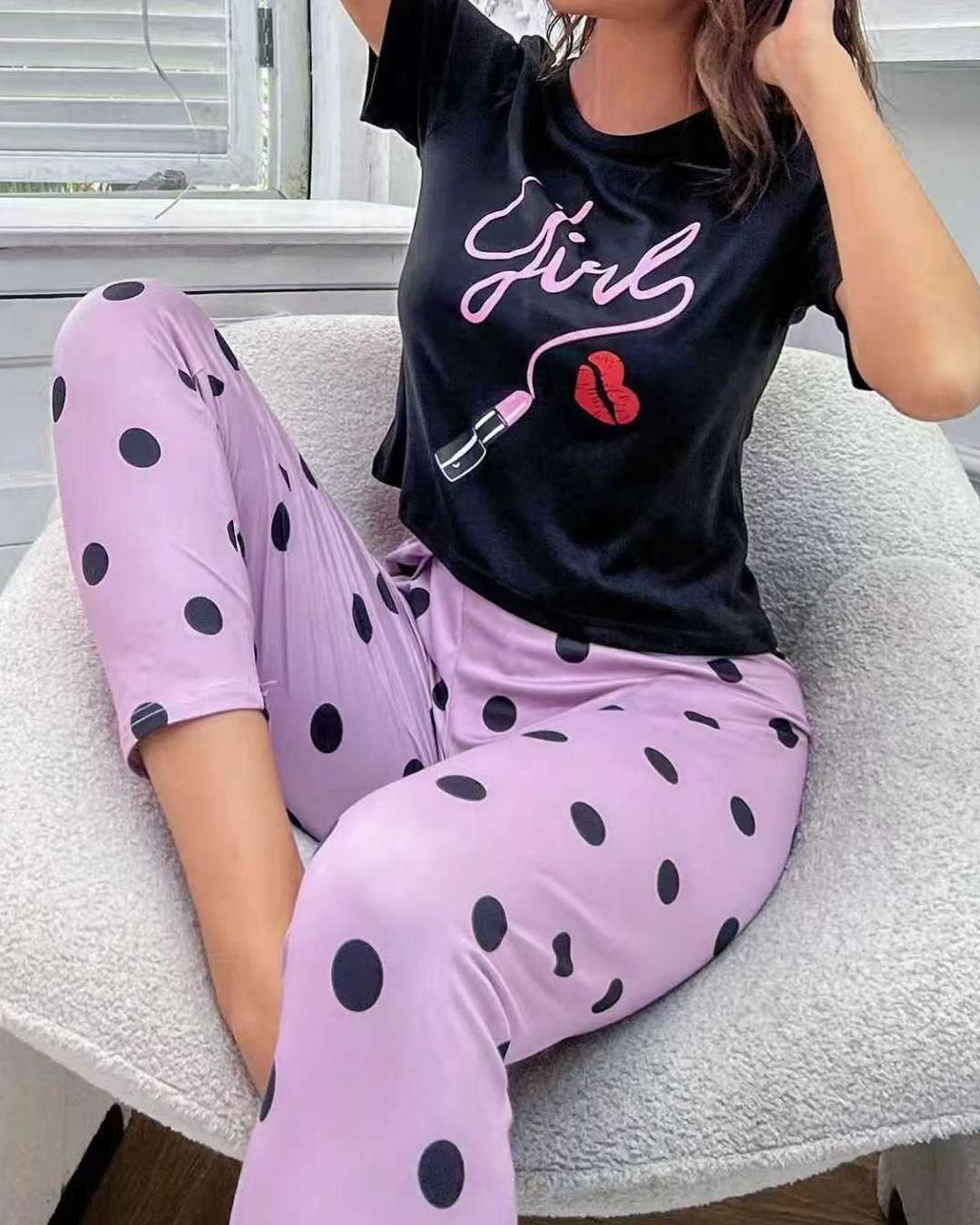 Women's Polka Dot Pajama Set