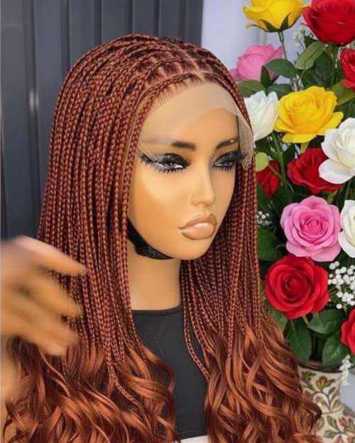 Auburn-Colored, Knotless Braided Wig