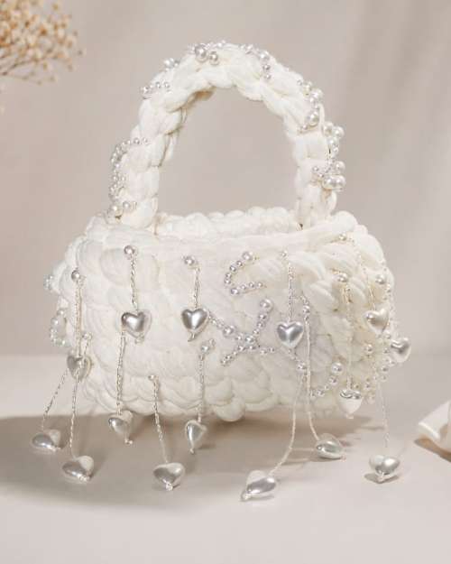 Heart Clouds Crocheted Mini Bag