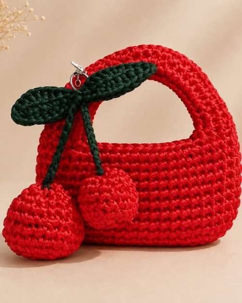 Cherry Pop Hand-Crocheted Mini Bag