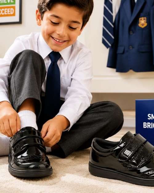 Boy's Black Glossy Multipurpose Shoe