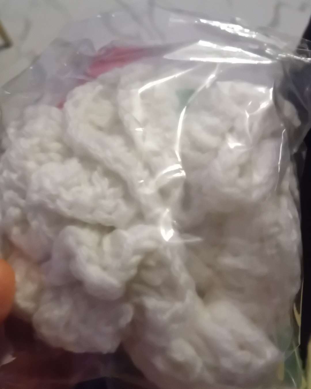 White Fluffy Crochet Scrunchie