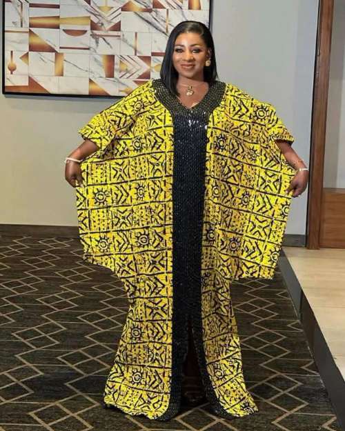 Beaded Ankara Bubu Gown