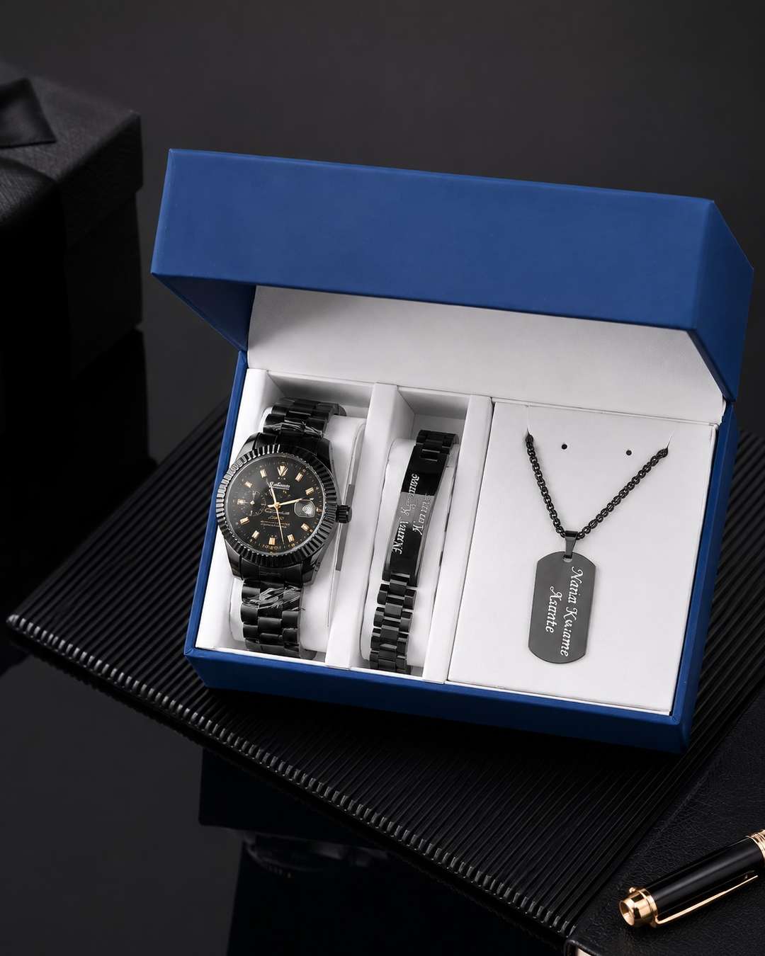 Men’s Luxury Watch, Bracelet & Necklace Gift Set