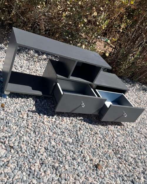 Gray TV Stand with Drawers