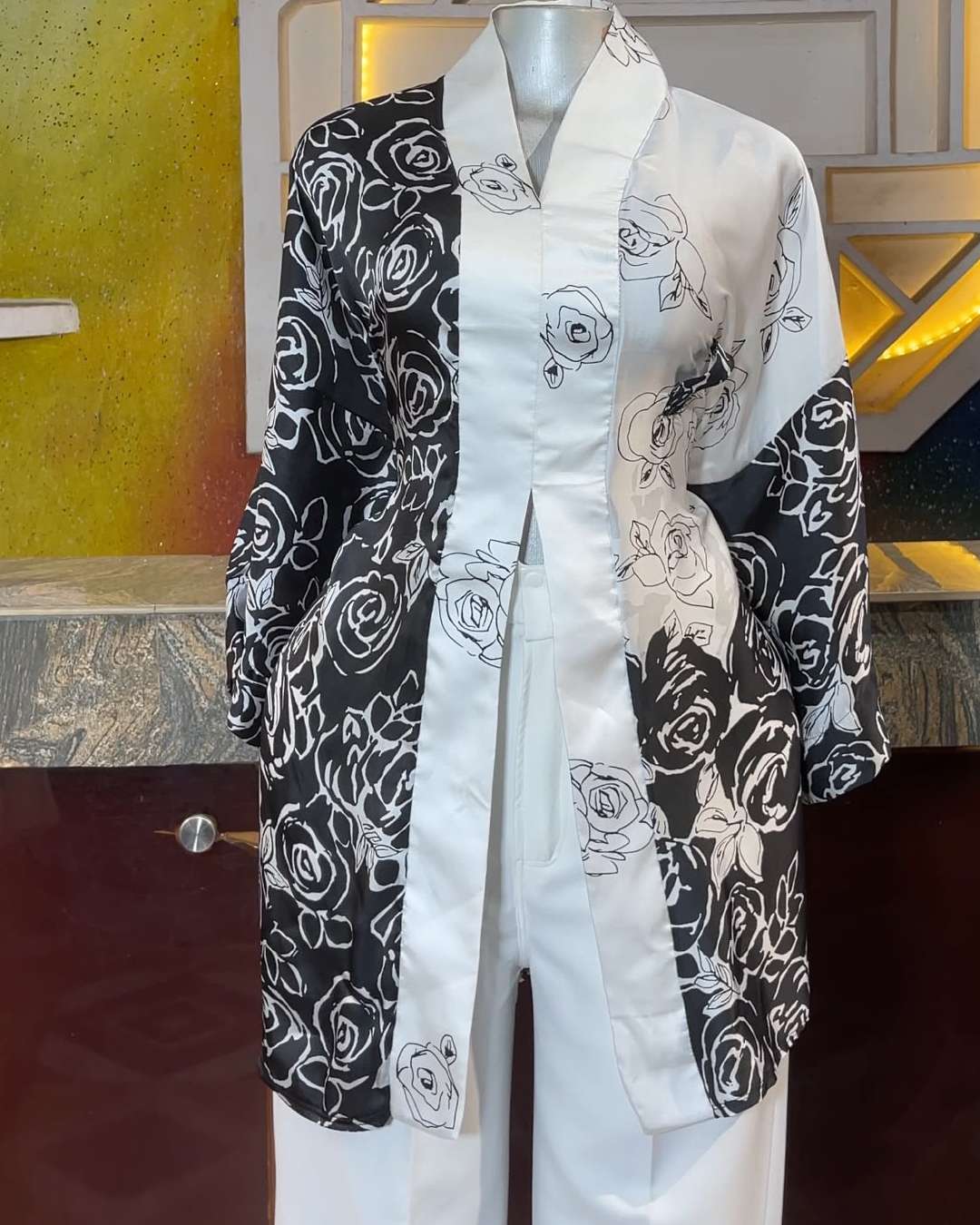 Floral Silk Palazzo Trousers Set