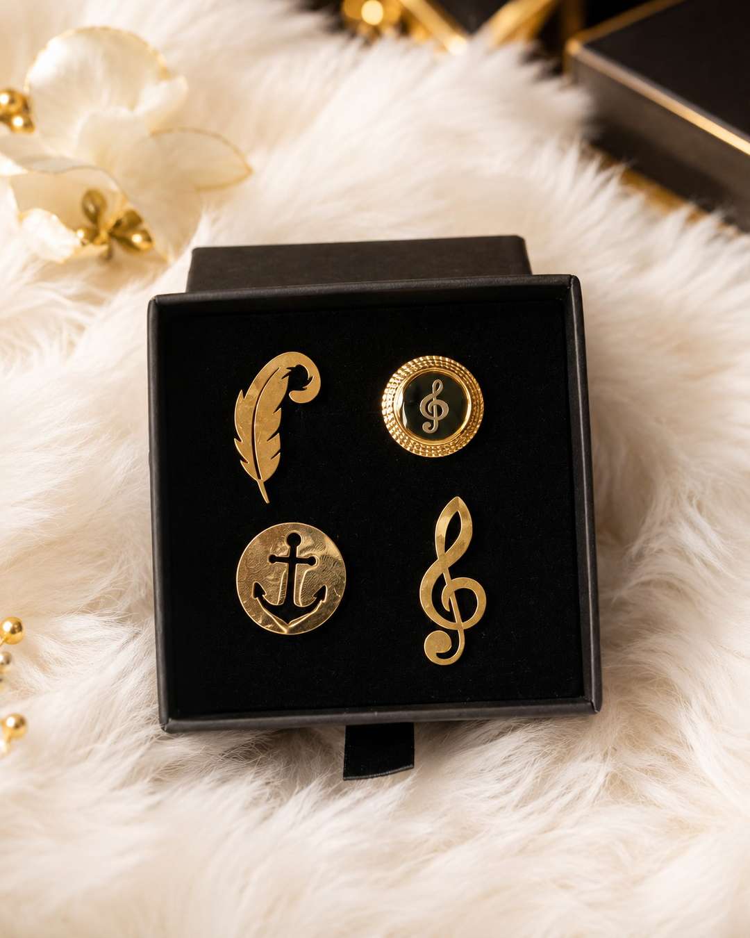 4-Piece Gold Lapel Pin Set