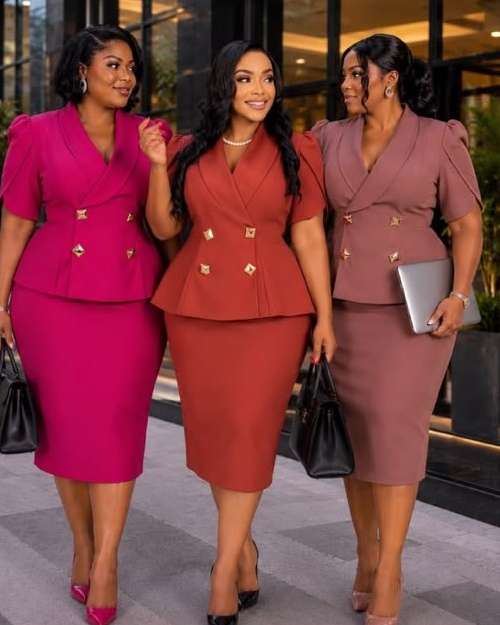 Women's Elegant Double Breasted Peplum