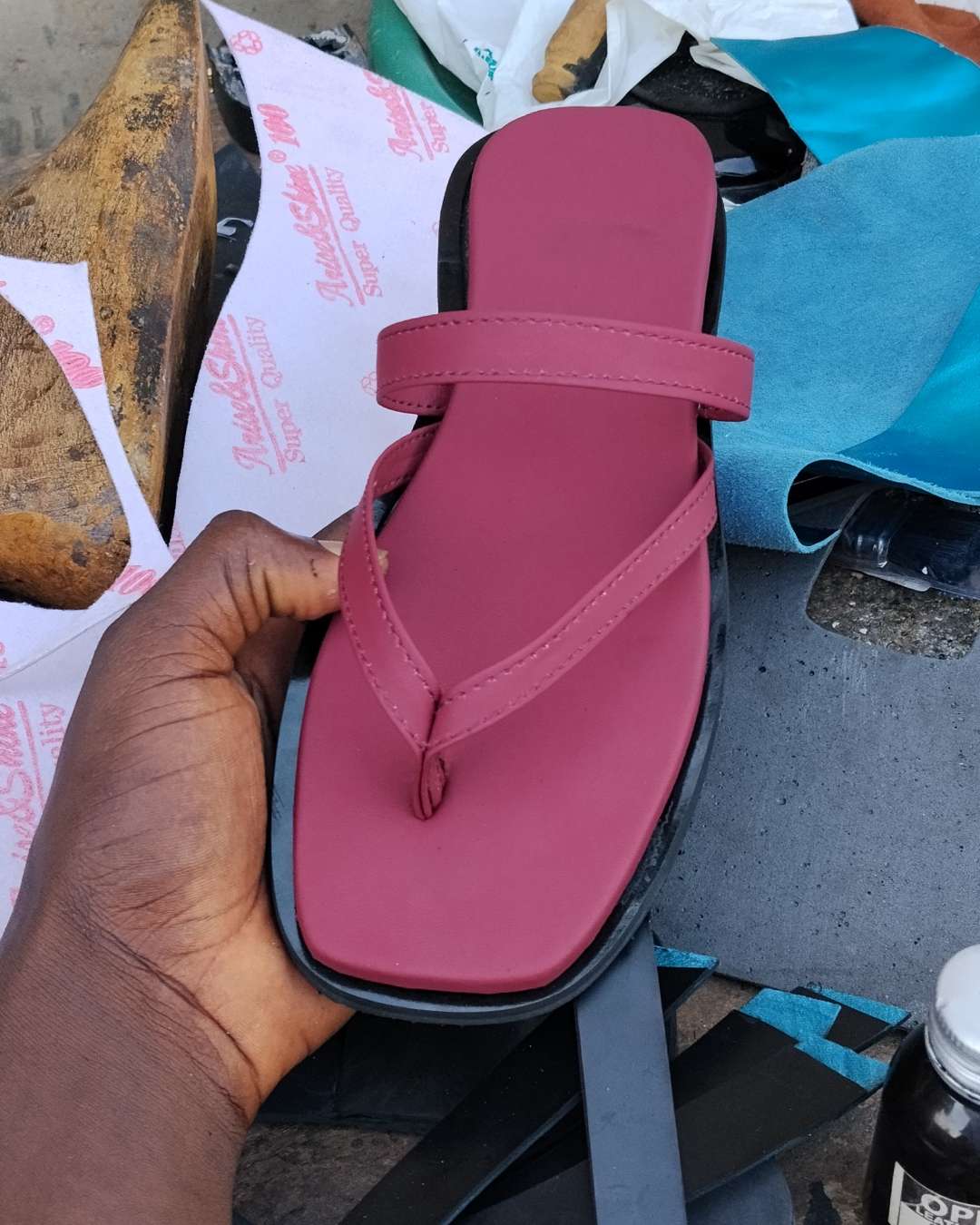 burgundy slipon