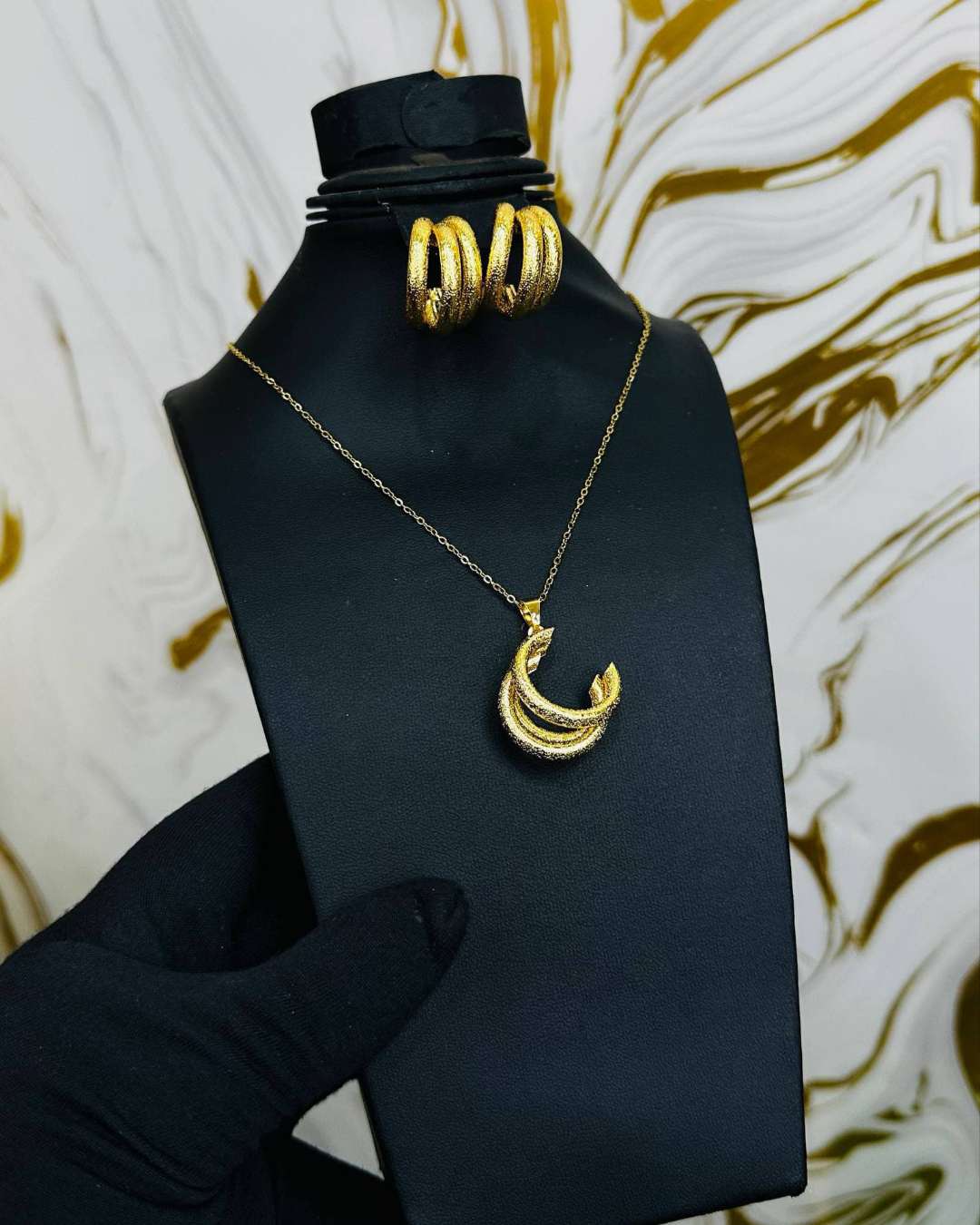 Gold-Plated Necklace and Earring Set