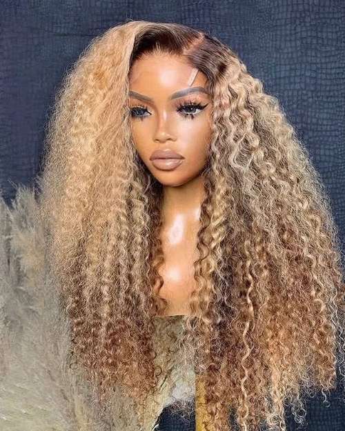 5x5 SDD Jerry Curls Honey Blonde Wig
